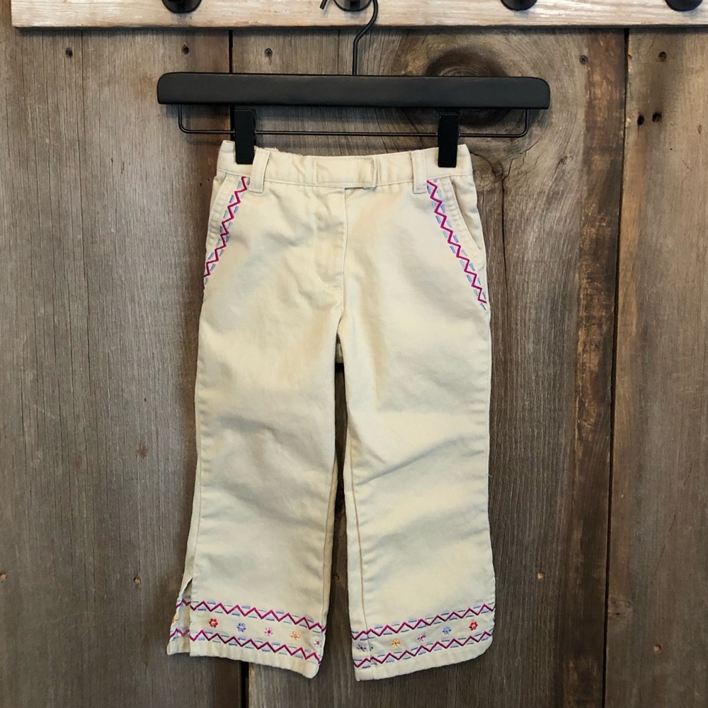 2000 Gymboree Tan Khaki Embroidered Pants Size Small 3 Years